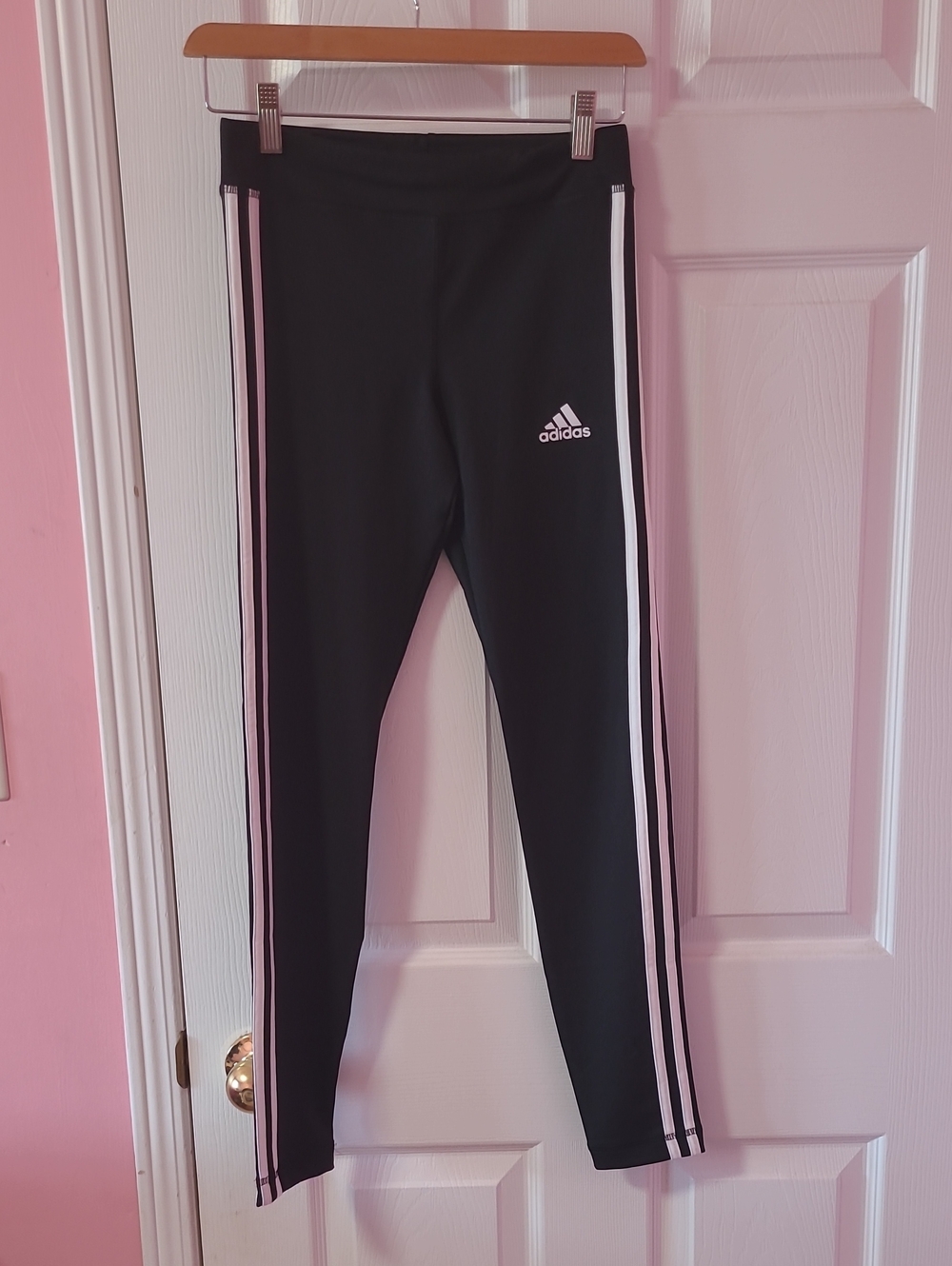 Adidas Black Leggings with The Classic White Stripes